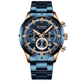 Men's six-needle multifunctional watch Waterproof calendar round strap stainless steel strap date men's business men's watch