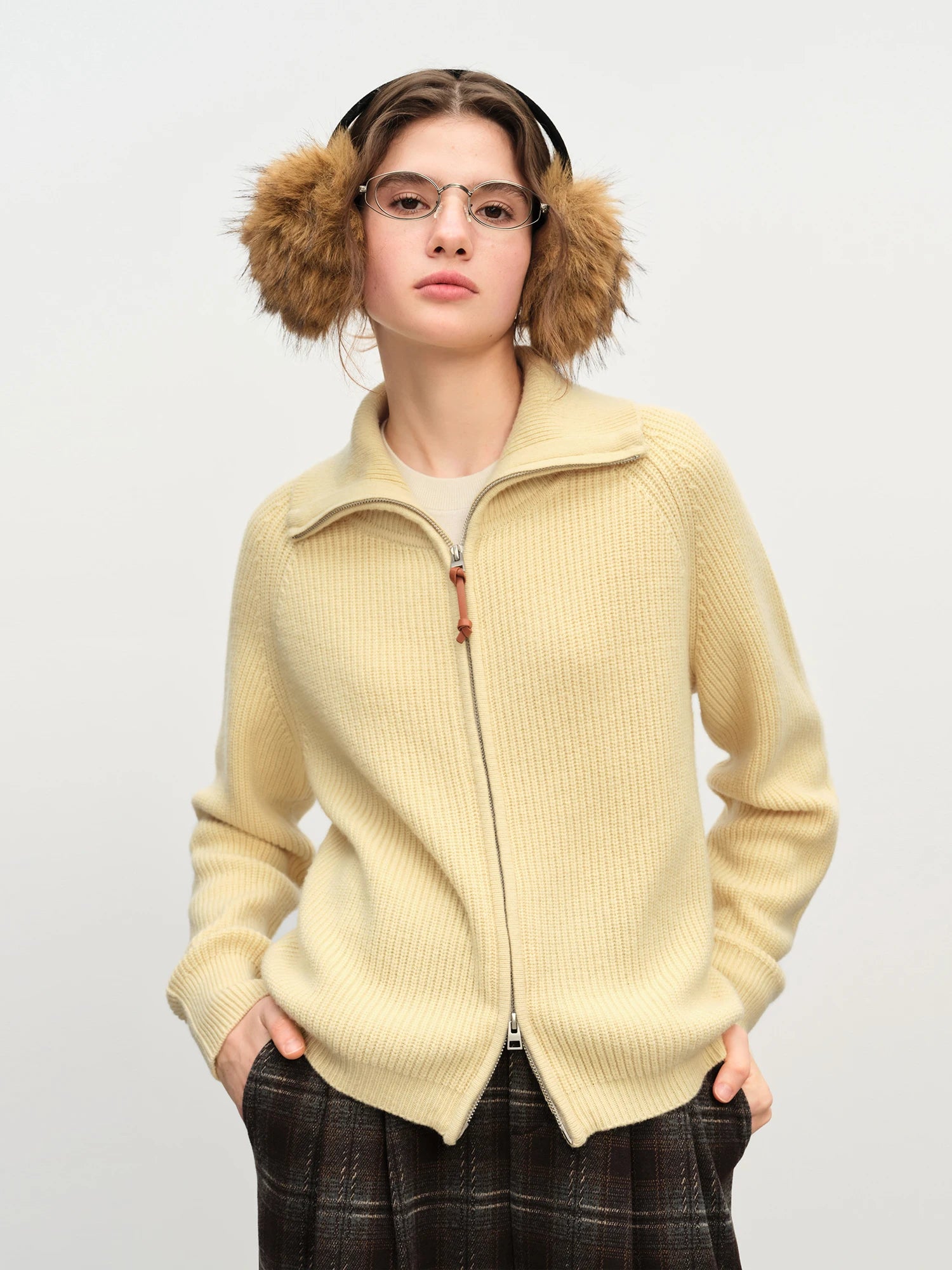 Women's Loose Fit Wool Blend Zipper Cardigan – Fall/Winter 2025 USA Style