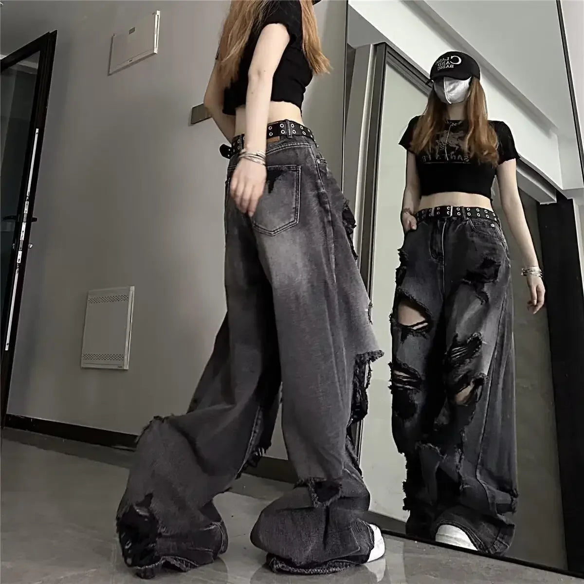 American Style Ripped Bell-Bottom Jeans