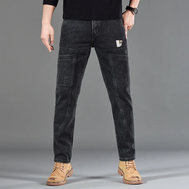 Men’s Fashion Print Straight-Cut Jeans