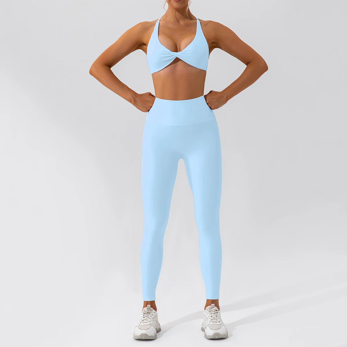 2-Piece Women's High-Waist Yoga Set – Seamless Long Sleeve Workout Suit