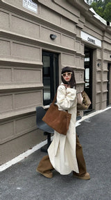 Motingsome Oversize Women Bag Luxury Suede Leather Winter Bags Frosted Cow Skin Handbag and Purses Retro Lady Tote 2024 New