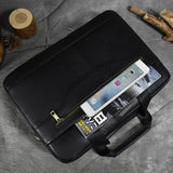 Luufan Genuine Leather Men's Business Handbag 15" Laptop Briefcase Bag Male A4 Document Shoulder Message Computer Bag Work Tote
