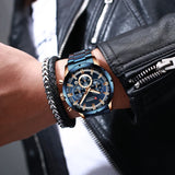 Men's six-needle multifunctional watch Waterproof calendar round strap stainless steel strap date men's business men's watch