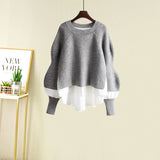 Women's Spring Autumn New Fashion Fake Two Piece Knit Sweater+Strap A-line Skirt Suit Korean Elegant Pullover Dress Matching Set