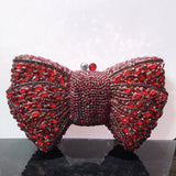 Elegant Rhinestone Bowtie Evening Bag Fashionable Luxurious Banquet Crystal Clutch Personalized Handbag Unique Diamond Party Bag