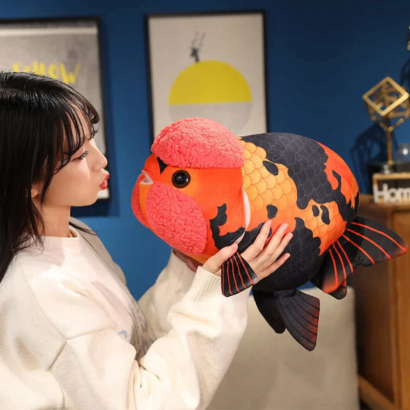 50cm Lifelike Fish Plush Stuffed Toy Goldfish Big Head Soft Pillow for Zoo Park Souvenir Lovely Lan Shou Animal Plushie