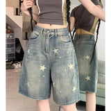 Floral Wide-Leg Women's Jeans – Retro Star Print