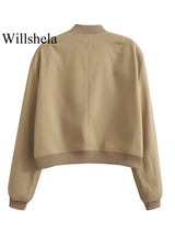 Willshela Women's Solid Bomber Jacket with Pockets