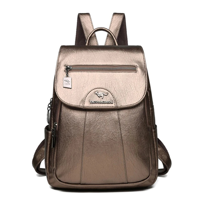 Women's Leather Backpack with Organizer Pockets