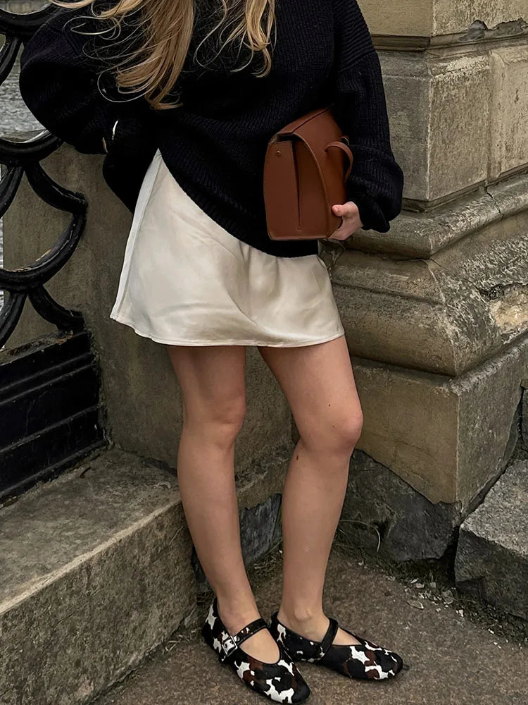 Satin Mini Skirt – Women's Elegant A-Line
