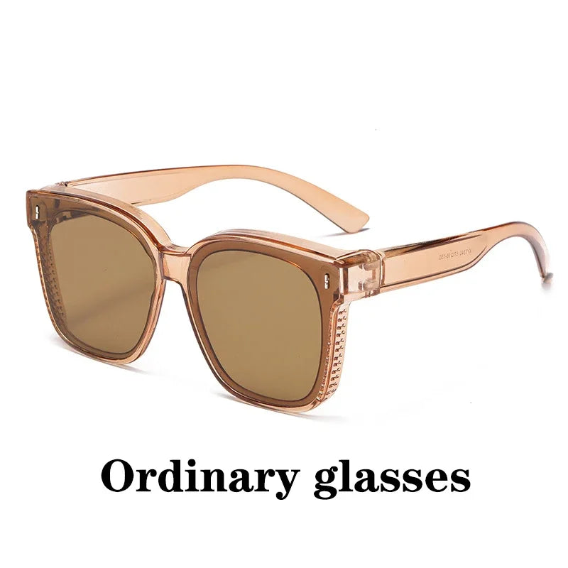 Polarized Clip-On Sunglasses for Glasses Wearers, Fashion Square Over Glasses Myopia Sunglasses, UV400 Protection for Driving, Fishing & Outdoor Use