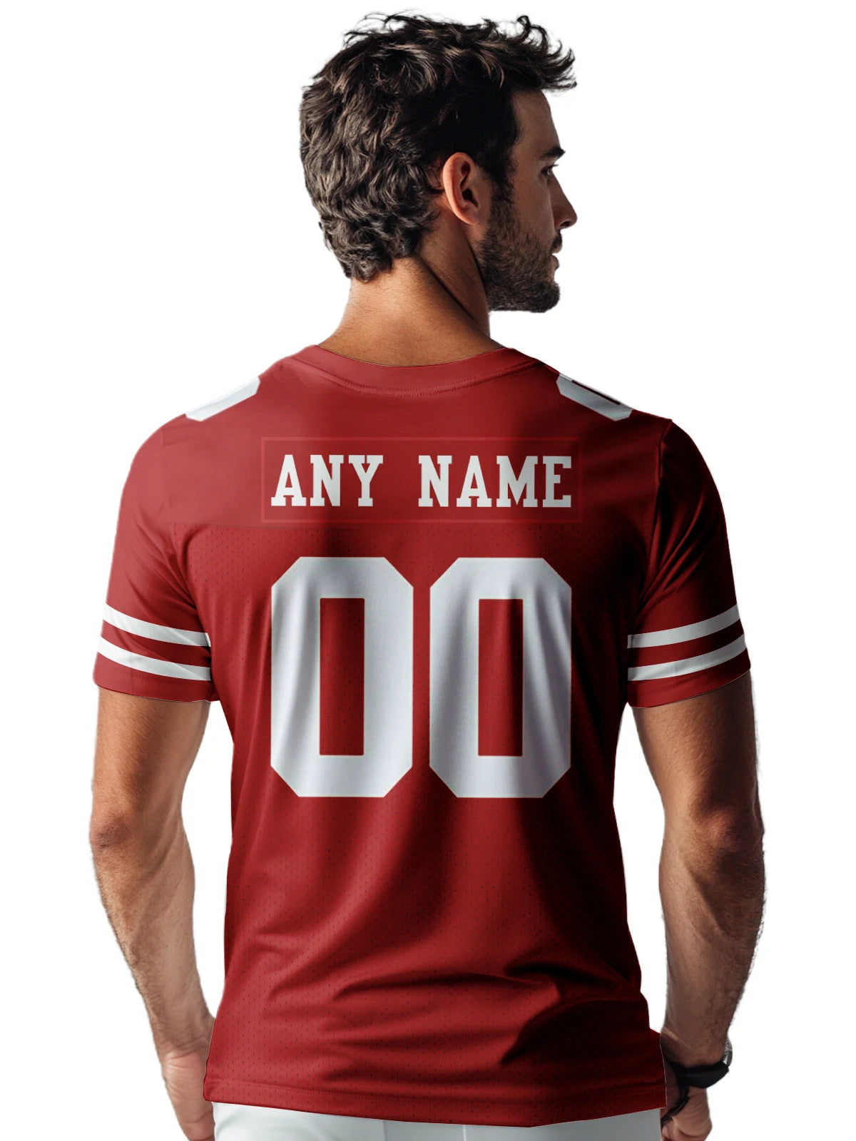 Custom American Football Jersey, Personalized Red Jersey Shirt with Printed Team Name Number, Football Top for Men Women Youth