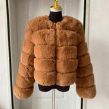 Elegant Winter Faux Fox Fur Crop Jacket