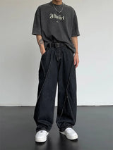 Men's Distressed Wide Leg Denim Jeans