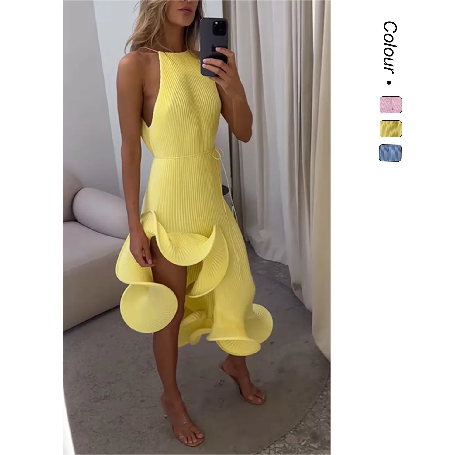 Summer Elegance: Women’s  Irregular Sleeveless Maxi Dress