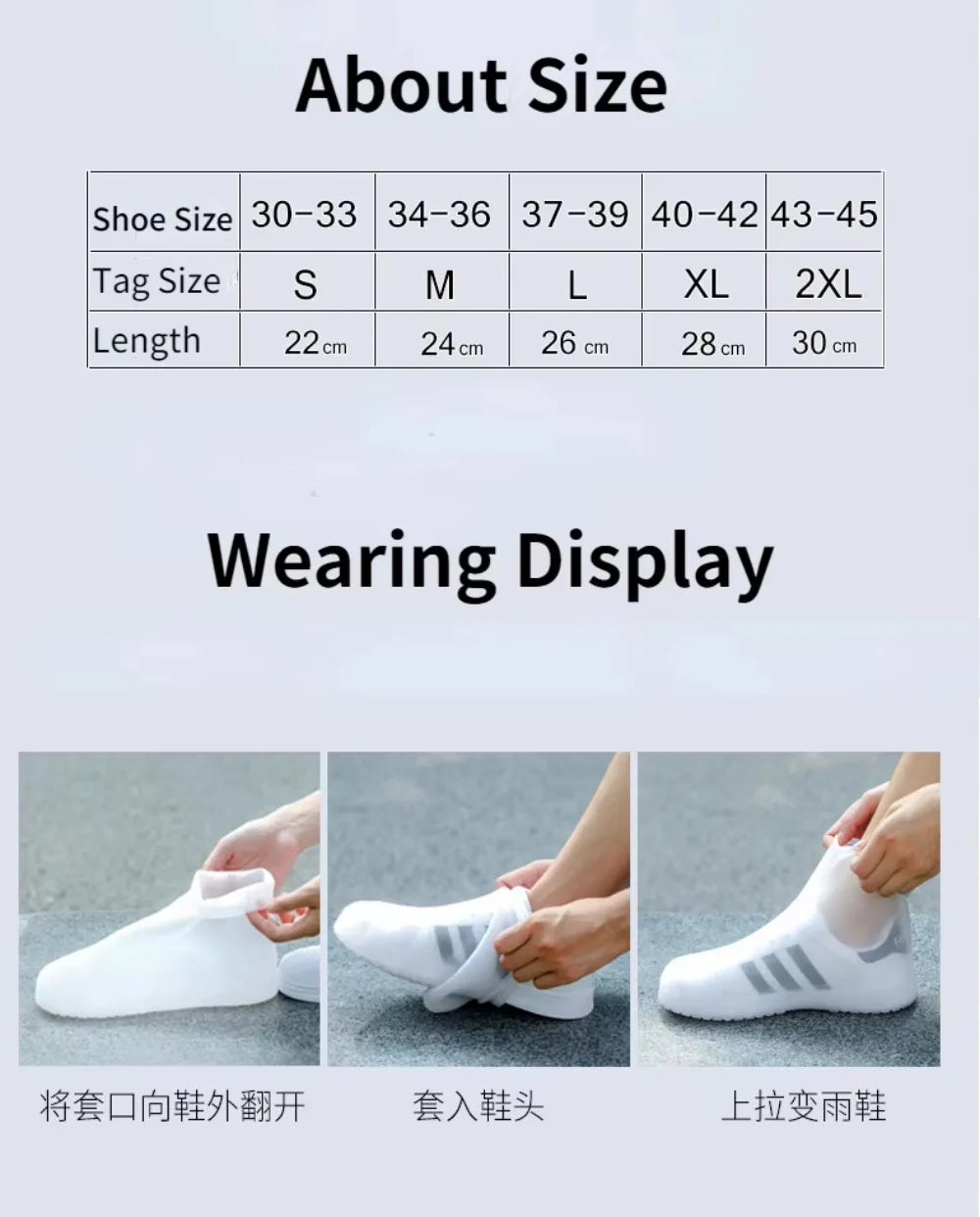 Waterproof Silicone Shoe Cover High Top Rain Boots Cover Non Slip Overshoes Unisex Rubber Water Resistant Footwear Rainy Day
