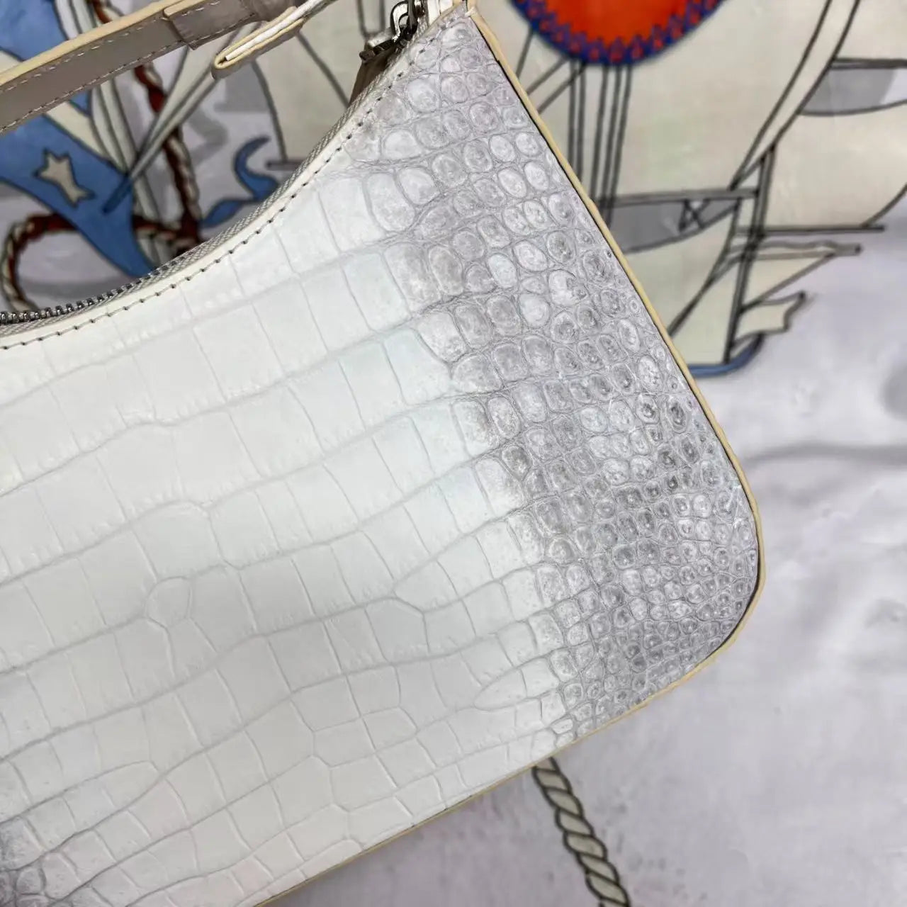 Himalaya White Genuine Crocodile Leather Crossbody Bag