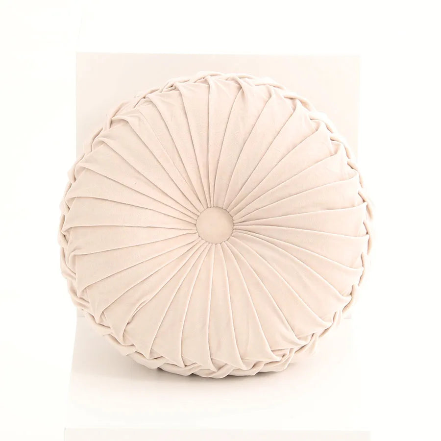 Pleated Velvet Pumpkin Cushion – Lumbar & Sofa Support