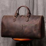 Leathfocus Men's Cowhide Travel Bag Women's Weekend Handbag Large Capacity Vintage Duffle Bag Crazy Horse Leather Laptop Bag
