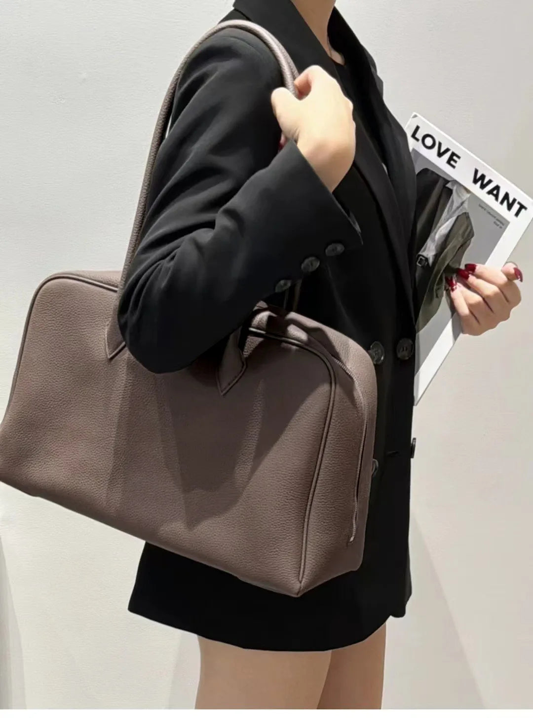 Motingsome First Layer Handbag for Women Togo Cowhide Niche Design Pillow Bag Shoulder  Bowling Bag Gunderarm Armpit Bags Boston