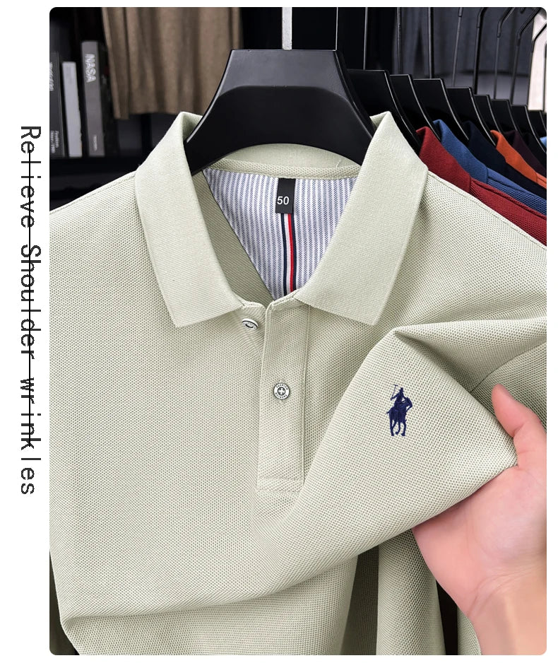Premium Cotton Embroidered Long Sleeve Polo Shirt