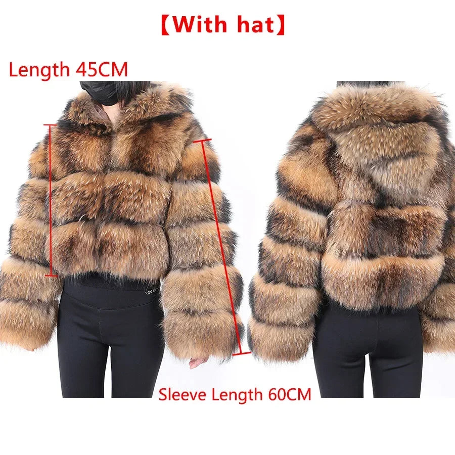 Luxury Women’s Real Raccoon & Fox Fur Jacket | Premium Winter Outerwear