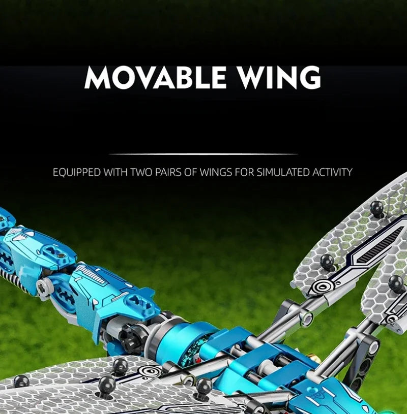 Mechanical Animal Technical Building Blocks, Light MOC Assembly Bricks, Shark Dragonfly Skull Piranha 4 Styles Adults Kids Gift
