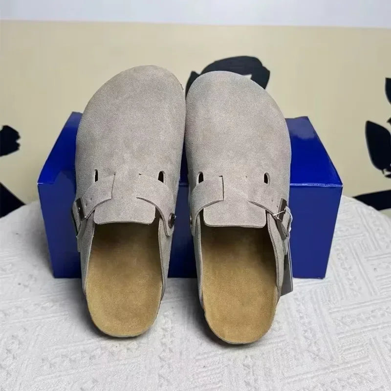 Retro Button-Toe Half Slides: Comfy Thick-Sole Mules