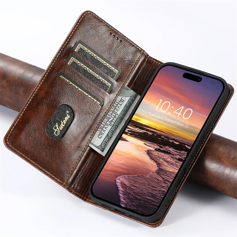 Magnetic PU Leather Flip Wallet Case for iPhone
