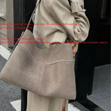 Motingsome Oversize Women Bag Luxury Suede Leather Winter Bags Frosted Cow Skin Handbag and Purses Retro Lady Tote 2024 New