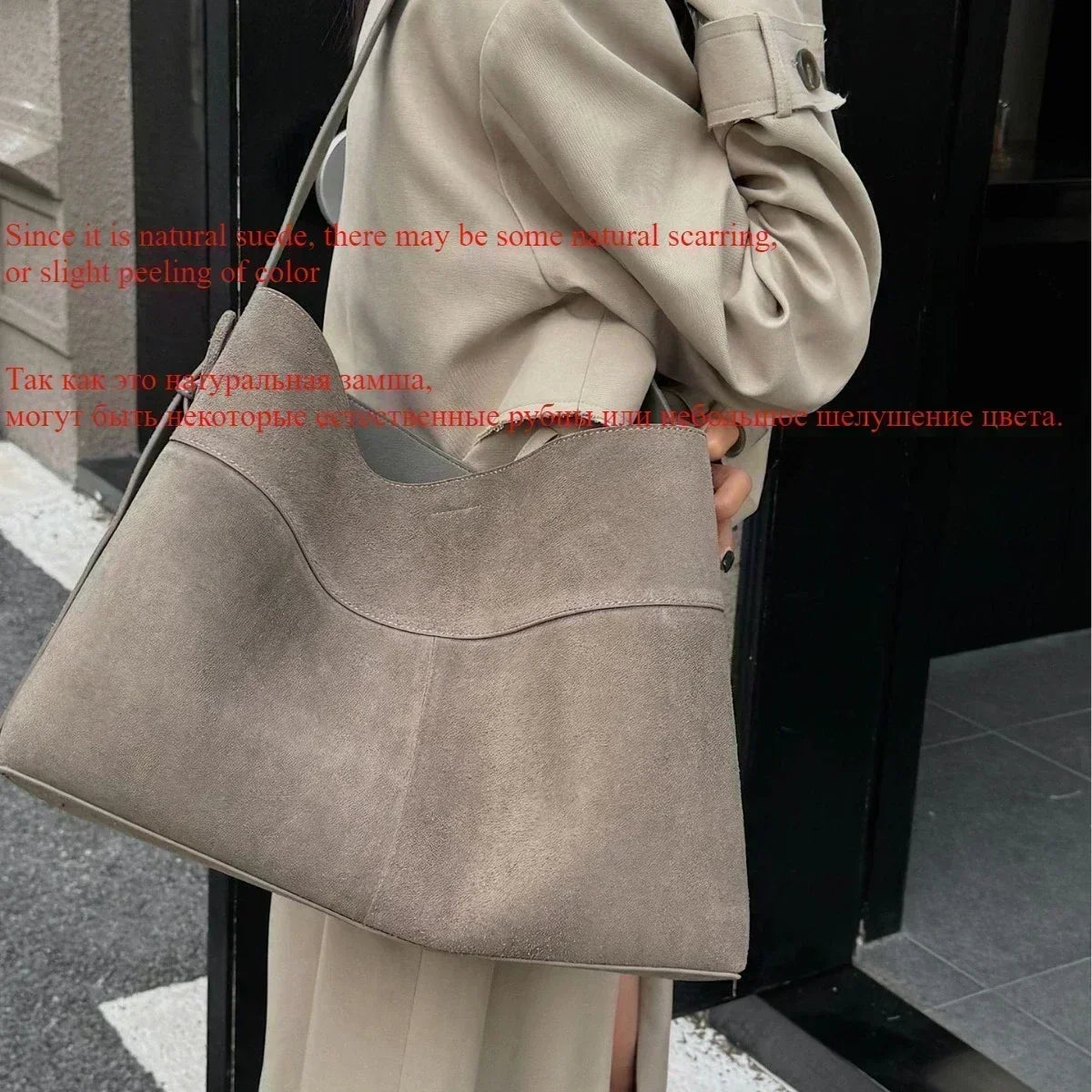 Motingsome Oversize Women Bag Luxury Suede Leather Winter Bags Frosted Cow Skin Handbag and Purses Retro Lady Tote 2024 New