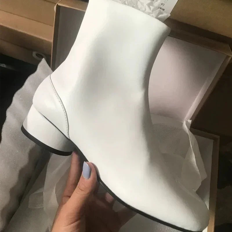 Luxury Leather Tabi Split Toe Ankle Boots - Women's High Heel