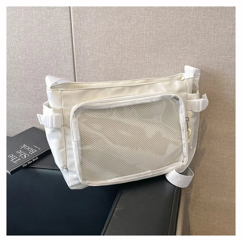 Fashion Transparent Ita Bag Large Capacity College Style Shoulder Bag Canvas Jk Handbag Women Tote Bag College Style