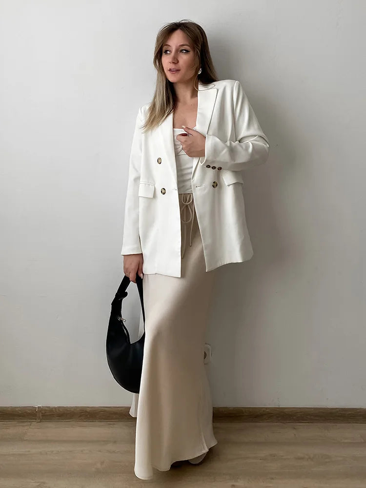Women's Satin Maxi Skirt – Elegant Ankle-Length