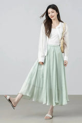 Sentubila Flowy A-Line Skirt – Iridescent Sheen