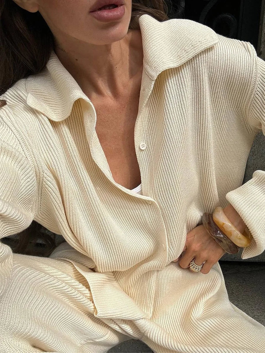 Bornladies Autumn Winter New Knit Cardigan Pants Set Loose Two Piece Casual Sweater Suit Women Thick Warm Soft Knitted Outfit