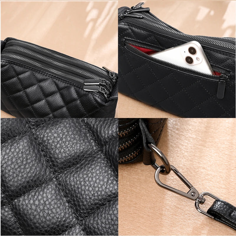 Designer 3 Layers Women's Handbag Cow Leather Female Tote Sac Luxury Soft Solid Genuine Leather Shoulder Crossbody Bag For Women