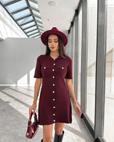 Elegant Ribbed Knit Mini Dress