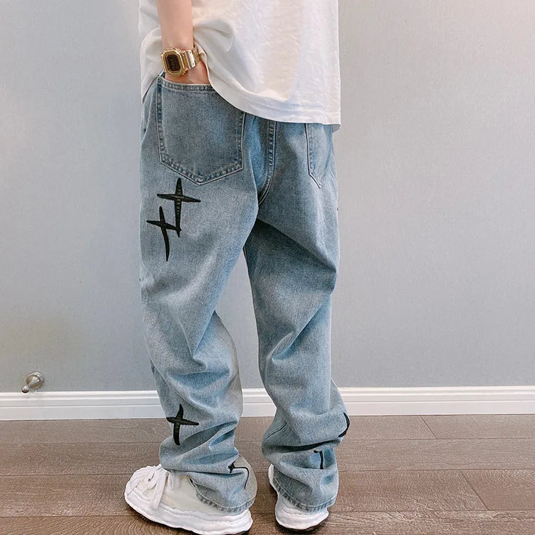 Men’s Wide-Leg Streetwear Cargo Jeans