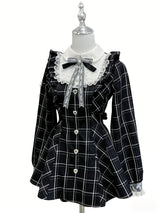 Y2k Japanese Kawaii Two-Piece Sets Long Sleeve Top + Short Skirt Sweet Women Casual Cute Print Bow Patchwork 2025 New Arrival
