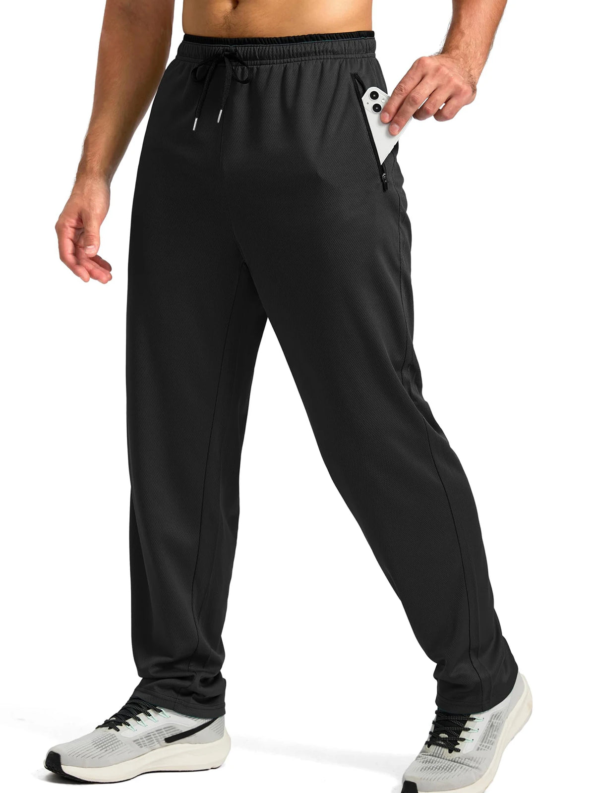 Men's Drawstring Activewear Pants with Zipper Pockets