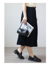 Full Grain Leather Soft Balck Small Size Crossbody Bags For Women Luxury Adjustable Shoulder Strap Underarm Bag Portable Handbag