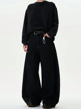 Men's Baggy Wide-Leg Curved Denim Jeans