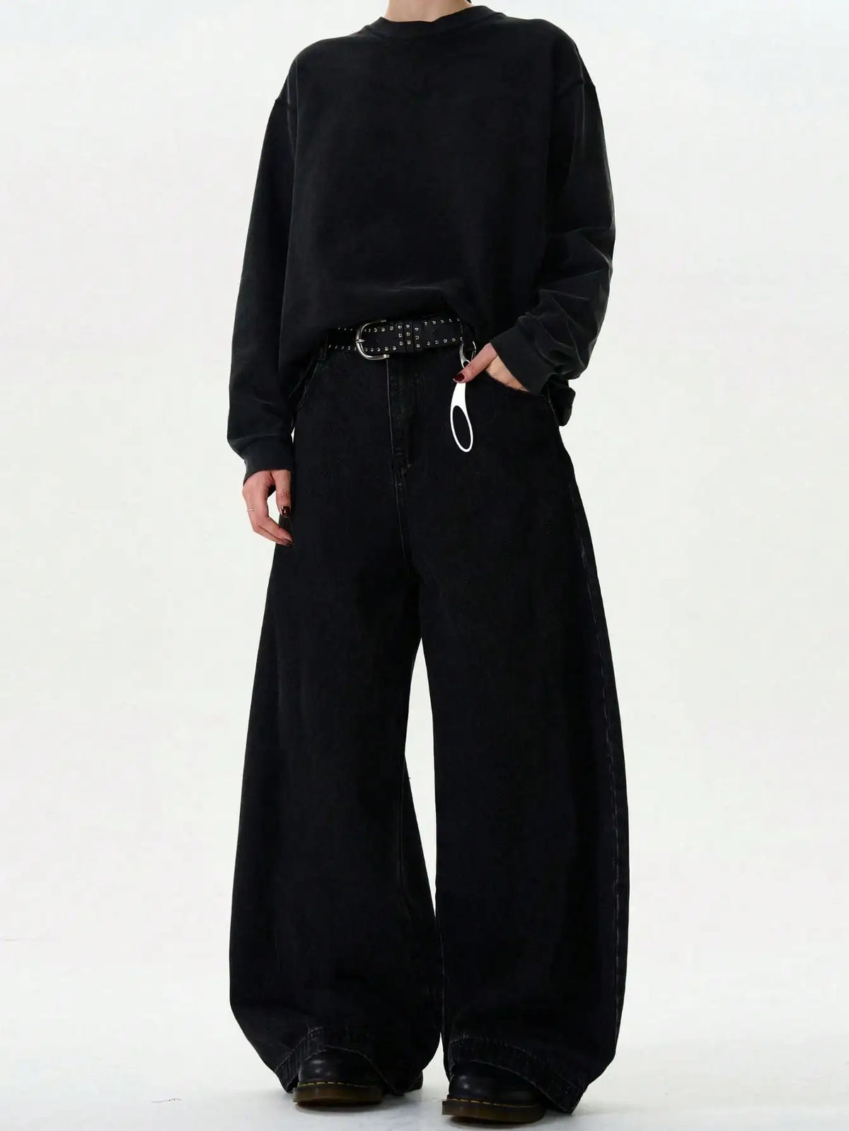 Men's Baggy Wide-Leg Curved Denim Jeans
