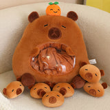 New Capybara Shark Shaped Snack Bag Plush Toys Super Soft Cartoon Squishy Pillow Funny Food Dolls Birthday Gifts Room Decor