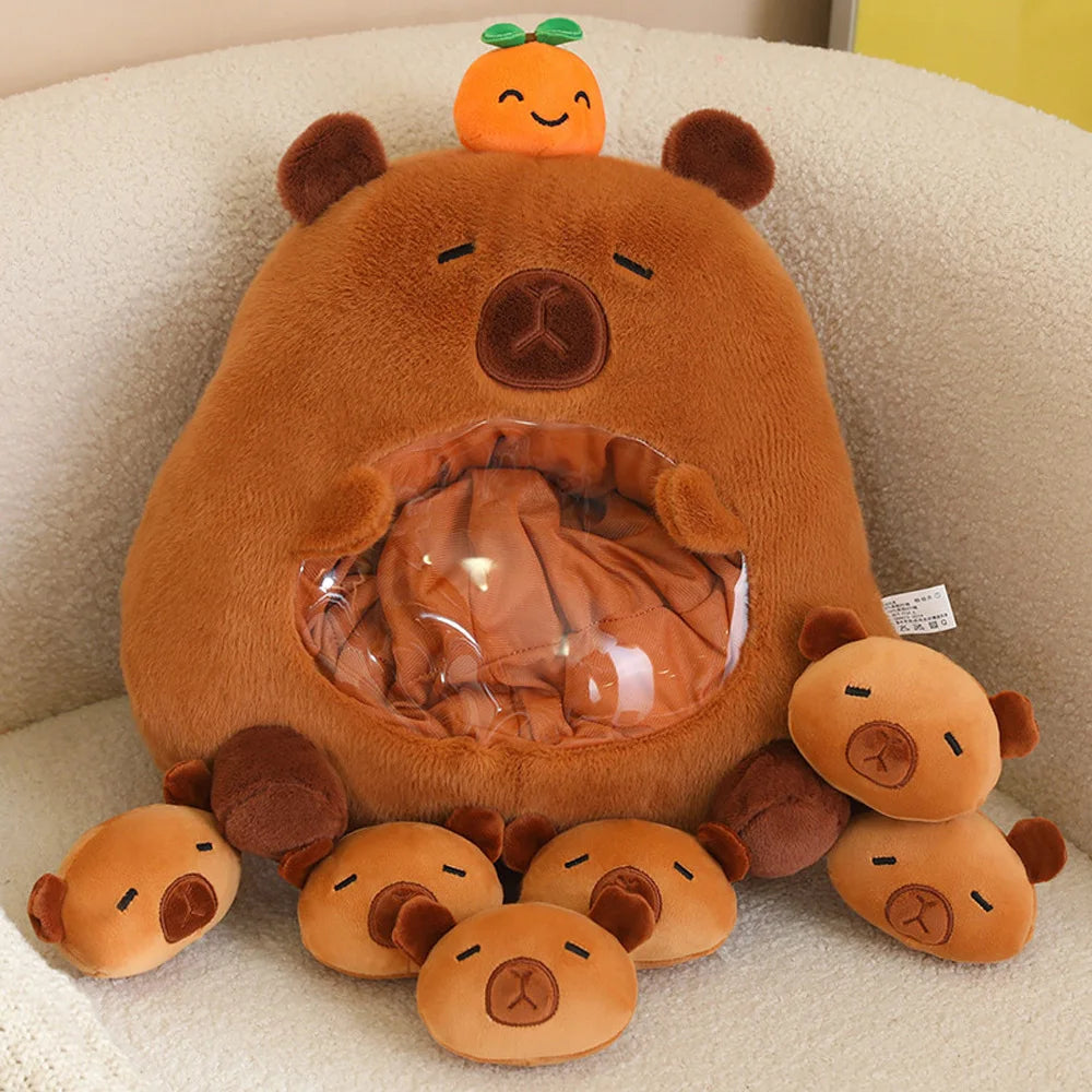 New Capybara Shark Shaped Snack Bag Plush Toys Super Soft Cartoon Squishy Pillow Funny Food Dolls Birthday Gifts Room Decor