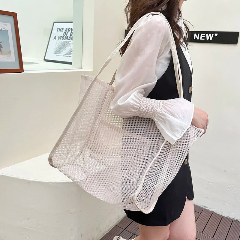 Women's Mesh Tote Bag for Beach & Shopping