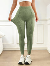 Women's Sand Wash Ribbed V-Back High Waist Yoga Leggings