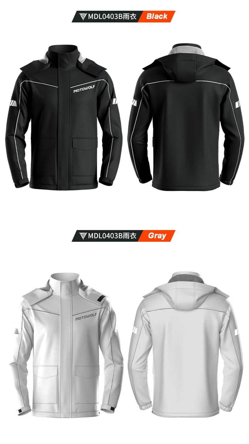 Men's Waterproof Motorcycle Rain Suit – Reflective Split Jacket & Pants